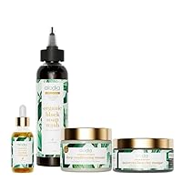 ALODIA Scalp Care Essentials Bundle - 4-pc Set of 12oz Deep Conditioning Masque, 8oz Moroccan Lava Clay Masque, 8oz Black Soap Wash & 2oz Scalp Infusion - Hair Care Kit for Dry, Itchy Scalp