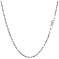The Diamond Deal 14k SOLID Yellow or White Gold 1.5mm Shiny Round Wheat Chain Necklace for Pendants and Charms with lobster-Claw Clasp Womens Chains And Jewelry (16