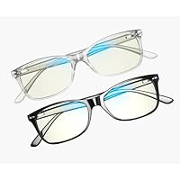 2 Pack Blue Light Blocking Glasses, Computer Reading/Gaming/TV/Phones Glasses for Women Men,Anti Eyestrain & UV Glare (Black+Clear)