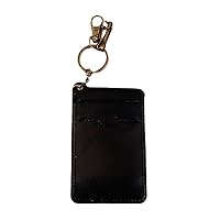 1Pcs Lightweight Retro Leather Cards Cover With Keychain Suitable For Bus Card, Id Card Black