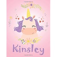 Kinsley: Personalized Unicorn Sketchbook For Girls With Violet Name - 8.5x11 100 Pages. Doodle, Sketch, Create!