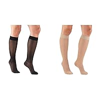 Truform 15-20 mmHg Compression Stockings Women's Knee High 20 Denier Black & Nude Medium