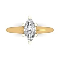 Clara Pucci Yellow/Rose/White 14k Solid Gold Solitaire anniversary Engagement Promise Bridal Ring - 1Ct Marquise Cut Simulated Diamond