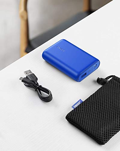 Anker PowerCore 10000 Portable Charger, One of The Smallest and Lightest 10000mAh External Battery, Ultra-Compact High-Speed-Charging-Technology Power Bank for iPhone, Samsung Galaxy and More (Blue)