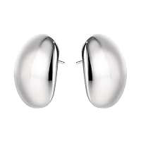 925 Sterling Silver Earrings Plated Irregular Women Stud Earrings Simplicity Ellipse Girls Earrings