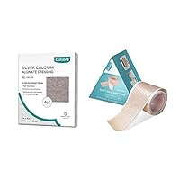 Dimora Ag Silver Calcium Alginate Wound Dressing Pads, 4'' x 4'' Patches & Dimora Soft Waterproof Silicone Tape with Easy Tear Design, Adhesive, Comfortable Breathable Pain-Free Removal Tape, Medical
