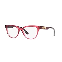 Versace VE 3315 5357 Transparent Red Plastic Cat Eye Eyeglasses 54mm