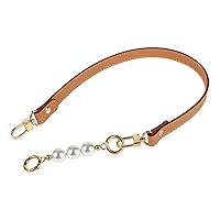 Leather Straps for Bags with Pearls, Detachable Replacement Purse Straps for Handbags Shoulder Bag Apricot