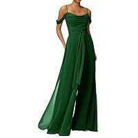 SERYO Bridesmaid Dresses Jumpsuits, Chiffon Wedding Guest Dress Off The Shoulder Bridesmaid Pantsuits, Dark green US18W