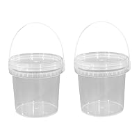 BESTOYARD 2pcs Ice Cream Bucket Salad Storage Bins Food Storage Container Clear Bucket with Lids 1 Gallon Bucket with Lid and Handle Ice Cream Pails Plastic Salad Bowl White Dried Fruit