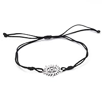 Pentagram Sun Bracelet For Women & Men Stainless Steel Hollow Out Supernatural Double Rope Bracelet Charms Bracelet Wicca Jewelry Gifts
