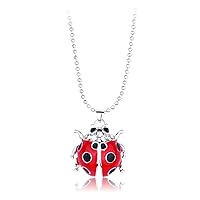 Red Ladybug Pendant Necklace For Women Girls Cute Beetle With Cubic Zirconia Crystal Charm Choker Necklace 18