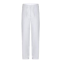 YiZYiF Boy's School Uniforms Flat Front Adjust Waist Pants Dress Pants White 16-17 Years