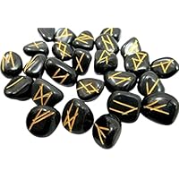 Jet Fantastic Black Agate 25 Rune Stones Gemstones Elder Futhark Norse Handcrafted Handmade Agate Magic Crystal Engraved Letter Body