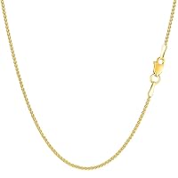 The Diamond Deal 14k SOLID Yellow or White Gold 1.00mm Shiny Round Wheat Chain Necklace for Pendants and Charms with lobster-Claw Clasp Womens Chains And Jewelry (16