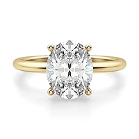 18K Solid Yellow Gold Handmade Engagement Ring 2.00 CT Oval Cut Moissanite Diamond Solitaire Wedding/Bridal Ring for Her/Women Lovely Rings