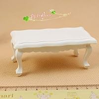 1:12 Scale Dollhouse Miniature White Coffee Table Living Room Furniture; Wide 3.74