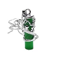 yigedan Halskette mit Anhänger, tibetisches Silber, natürlicher Drache, grüner Jade, Säulen-Anhänger