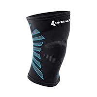 Mueller Omniforce 100 Knee Support, Black/Aqua, Extra Large