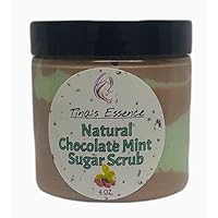 Tina's Essence Natural Chocolate Mint Sugar Scrub 4 oz., Exfoliant, Cleanser, Body Butter, Brightens Dark Areas