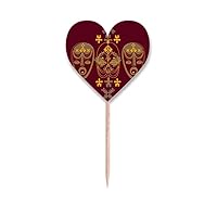 Middle Ages Red Head Pattern Toothpick Flags Heart Lable Cupcake Picks