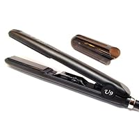 Professional 1 Inch 450F Adjustable Temperature Ionic Tourmaline Ceramic Plate Dual Voltage Super Smooth Round Barrel Hair Straightener Flat Iron Instant Heat with Safety Heat Resistant Protector