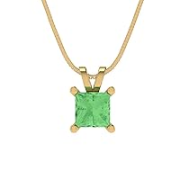Clara Pucci 0.50 ct Princess Cut Genuine Green Simulated Diamond Solitaire Pendant Necklace With 16