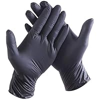 Black Nitrile Examination Powder Free Gloves, Texture, 5mil +/- 0.5, No Sterile, Latex Free and Allerry Free, Black, X-Large (1inner of 90pcs)