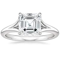 2.00 Carat 7 MM Asscher Cut Diamond Solitaire Engagement Wedding Ring In 14K White Gold Plated 925 Sterling Silver