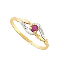 Gold Plated 925 Sterling Silver Round Shape Ruby Birthstone Gemstone Silver Jewelry Solitaire Ring