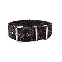 20mm Double Graphic Vintage Navy Paisley Pattern Watch Strap Polished Buckle NT121