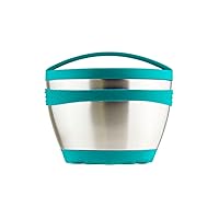 Kid Basix Safe Bowl, Reusable Stainless Steel Lunchbox Container for Adults, Thermos for Hot & Cold Food Storage, Dishwasher Safe, 16oz Teal