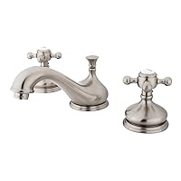 Kingston Brass KS1168BX Vintage Widespread Lavatory Faucet with Metal Cross Handle, Brushed Nickel,8-Inch Adjustable Center