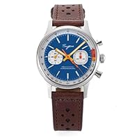 Sugess 1963 Watch Men Chronograph Mechanical Wristwatch Seagull ST19 Blue, Silver, strap