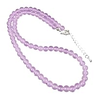 Fashion Jewelry 6mm Natural Round Lavender Jade Beads Necklace 18-36