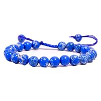 Natural Blue Copper Turquoise Round Smooth Beads 8 mm Adjustable Bracelet TB-5 For Girls,Man,Woman,Friend,Gift,Boys,FriendshipBand