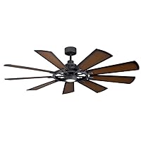 KICHLER 65 inch Gentry LED Ceiling Fan in Distressed Black with Reversible Blades, Extra Large