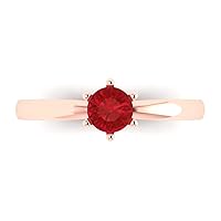 0.55 ct Round Cut Solitaire Genuine Pink Tourmaline 6-Prong Stunning Classic Statement Ring in 14k rose Gold for Women