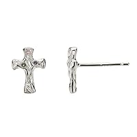 925 Sterling Silver Earrings Crucifix Cross Stud Earrings with Zirocon, Handmade Earrings Gifts for Girls