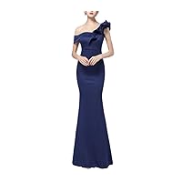 One Shoulder Prom Dress for Women Satin Cocktail Dresses Long Bodycon Formal Evening Gowns with Slit Bridesmaid Prom
