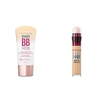 Maybelline Dream Fresh Skin Hydrating BB cream & Maybelline Instant Age Rewind Eraser Dark Circles Treatment Multi-Use Concealer, 120, 1 Count (Packaging May Vary)