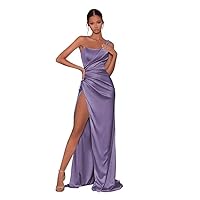 One Shoulder Bridesmaid Dresses Satin Mermaid Long Prom Dresses Bodycon Slit Evening Party Gowns PA382