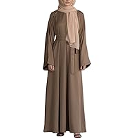 IKADEX Prayer Dress Muslim Woman Abaya with Belt Dubai Kaftan Pakistani Turkish Arabic Islamic Dresses