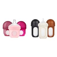 Boon NURSH Reusable Silicone Baby Bottles with Collapsible Silicone Pouch Design — Everyday Baby Essentials & NURSH Reusable Silicone Baby Bottles with Collapsible Silicone Pouch Design