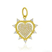 Designer Heart 925 Sterling Silver Diamond Charm Pendant,Beautiful Heart Silver Diamond Charm Pendant,Handmade Pendant Jewelry,Gift