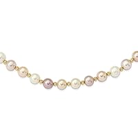 14k Gold 8 9mm Semi round Pink Purple White Fwc Pearl Sparkle Cut Beaded Necklace 18 Inch Jewelry for Women
