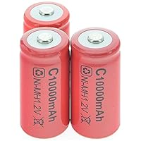 Rechargeable Batteries C Size 1.2V 10000Mah Ni-Mh Red Rechargeable Battery Cell for Gas Cooker Burner Led Torch and Toys. 1.2V 3Pcs