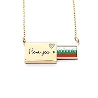 Bulgaria Country Flag Name Letter Envelope Necklace Pendant Jewelry