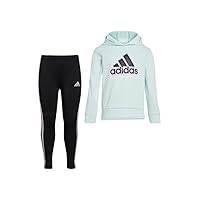 adidas Girls 2-Piece Fleece Pullover & Tight Set Hood/Pants