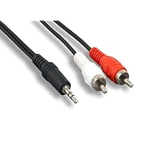 KENTEK 6 Feet Ft 3.5mm AUX Auxiliary Male to RCA RW Red White Male M/M Cable Cord Stereo Audio for PC Mac Audio Device MP3 Car Monitor